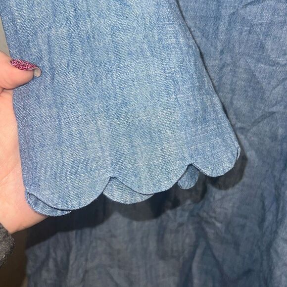 ✨J. By J.Crew Chambray Sz 8 Dress with Scalloped Sleeve✨ - Picture 8 of 9